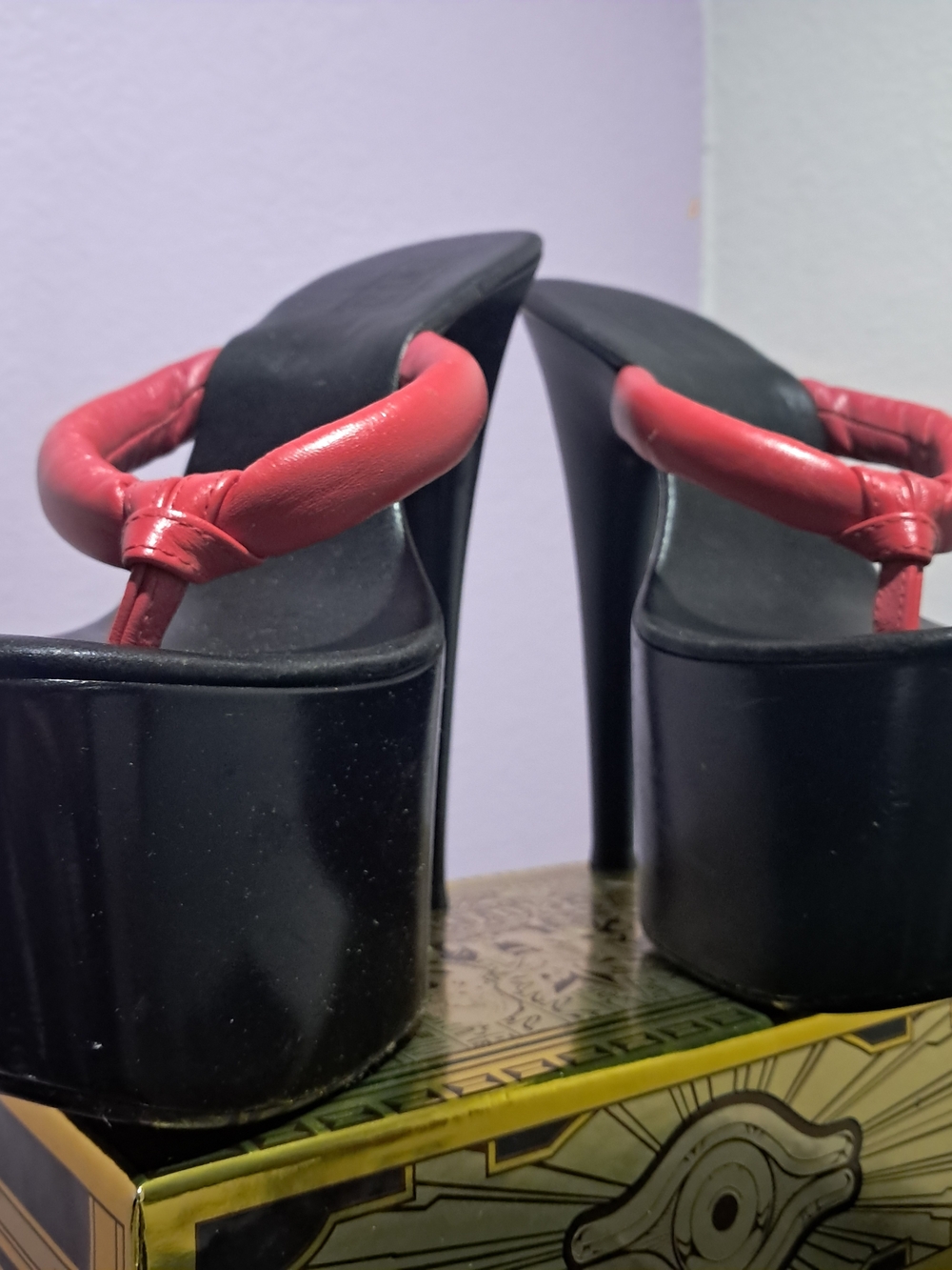 Women’s Platform Thong Sandals in Red and Black